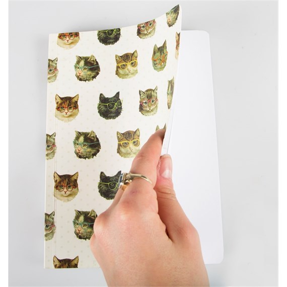 Quirky Cat with Glasses A5 Notebook
