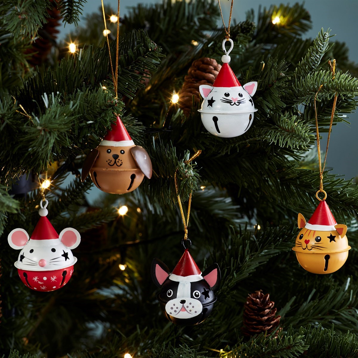 Festive Dog Hanging Bell Decoration Assorted