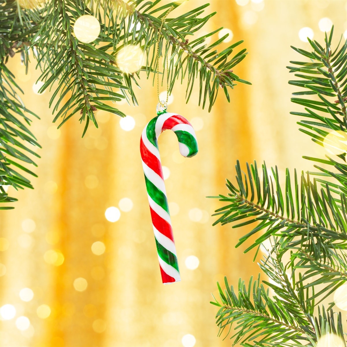 Green & Red Candy Cane Shaped Bauble