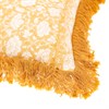 Block Print Fringed Cushion Cover Mustard