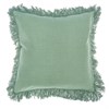 Block Print Fringed Cushion Cover Green