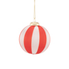 Red & White Stripe Yarn Shaped Baubles - Set of 6