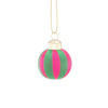 Small Green & Pink Stripe Yarn Shaped Baubles - Set of 6