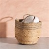 Grey Stripe Jute Storage Basket