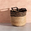 Black Stripe Jute Storage Basket