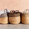 Black Stripe Jute Storage Basket