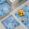 Blue Tile Print Rug Large