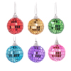 Multicoloured Mirror Ball Bauble - Set of 6