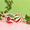 Striped Red, Green & White Bauble