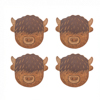 Highland Cow Wooden Coasters - Set of 4