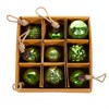Green Crackle Glass Mini Bauble - Set of 9