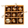 Gold Crackle Glass Mini Bauble - Set of 9