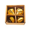 Gold Crackle Glass Shaped Baubles - Set of 4 - Assorted