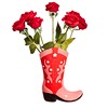 Cowboy Boot Pink & Red Vase