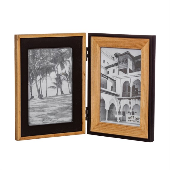 Black & Natural Wood Double Frame