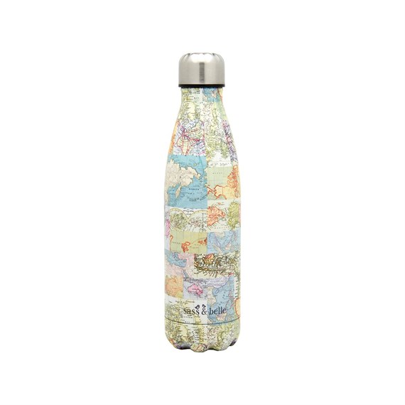 Vintage Map Metal Water Bottle