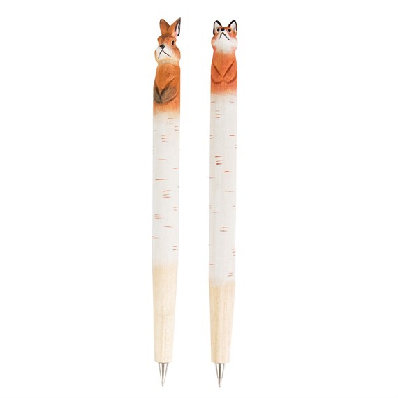 Hare & Fox Carved Wood Pen Assorted