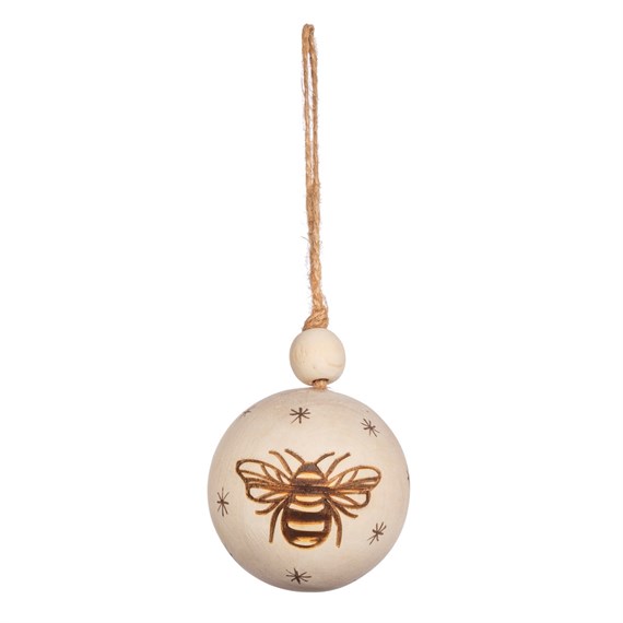 Wooden Large Busy Bee Bauble