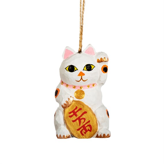 Wooden Lucky Cat Hanging Decoration