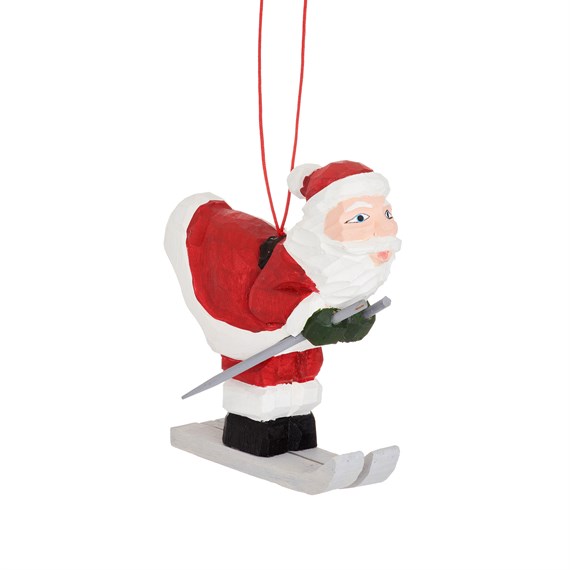 Wooden Skiing Santa Decoration