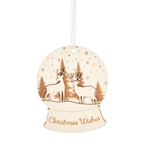 Christmas Wishes Wooden Snow Globe Decoration