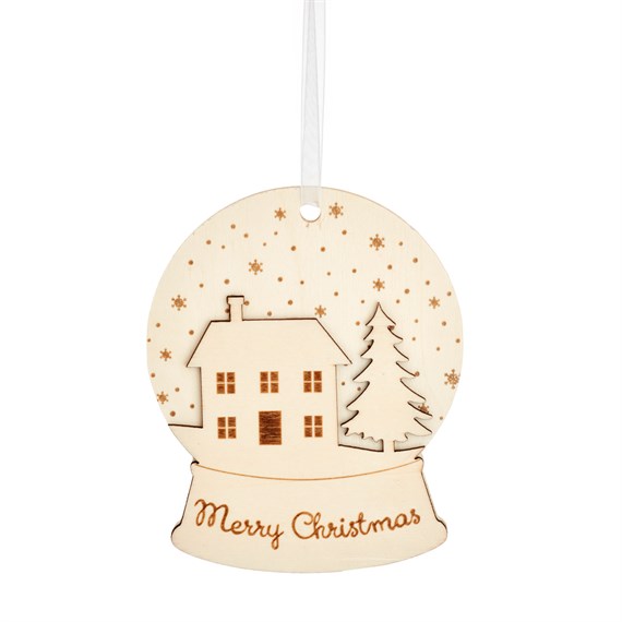 Merry Christmas Wooden Snow Globe Decoration