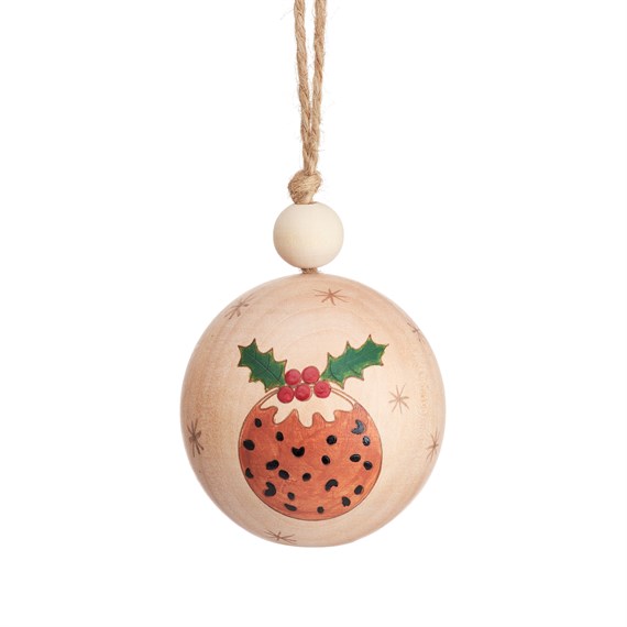 Wooden Christmas Pudding Bauble