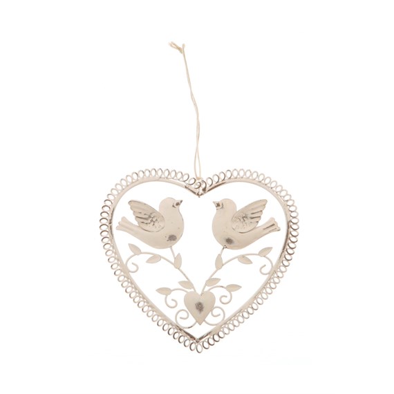 Vintage Hanging Heart with Two Birds