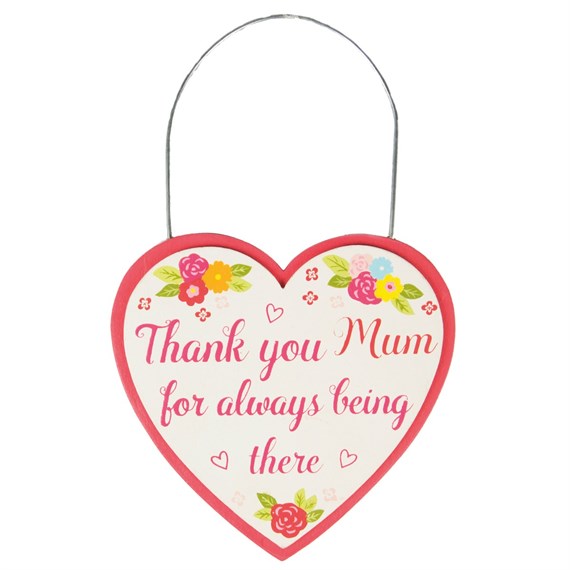 Thank You Mum for Always Floral Heart Mini Plaque