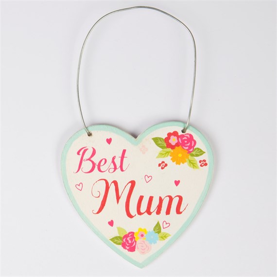 Best Mum Floral Heart Mini Plaque