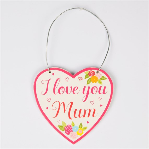 I Love You Mum Floral Heart Mini Plaque