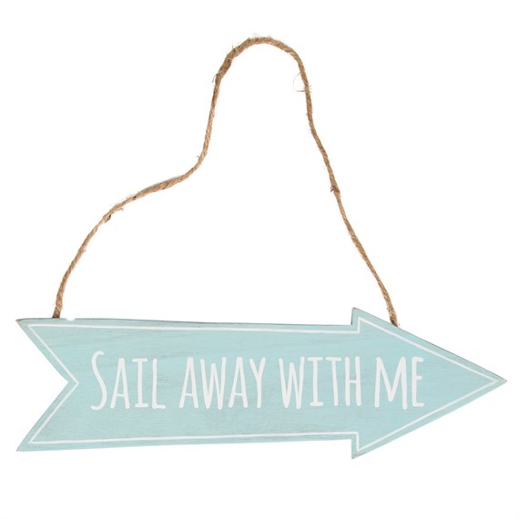 Sail Away with Me Arrow Sign Aqua Blue
