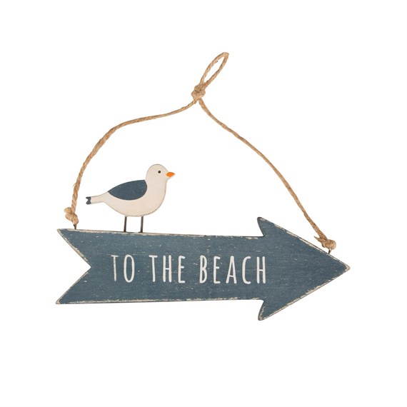 To The Beach Seagull Arrow Plaque