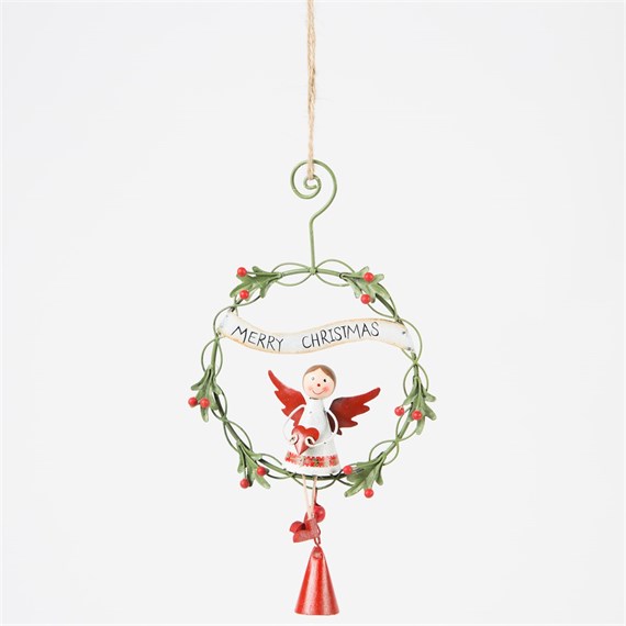 Merry Christmas Angel in Wreath Decoration