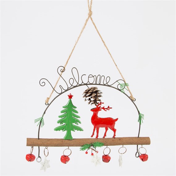 Whimsical Welcome Reindeer & Tree Decoration