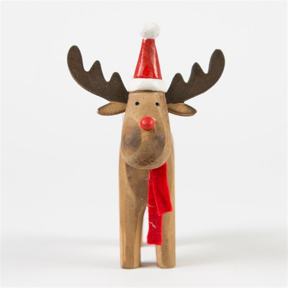 Rustic Rudolph with Hat Standing Decoration