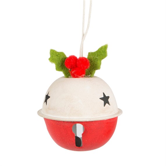 Pudding Bell in Red & White Hanging Decoration