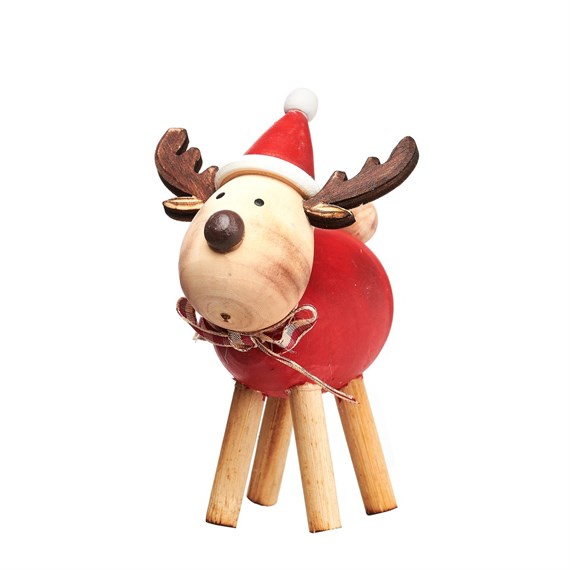 Rudi Reindeer With Red Tummy Standing Decoration