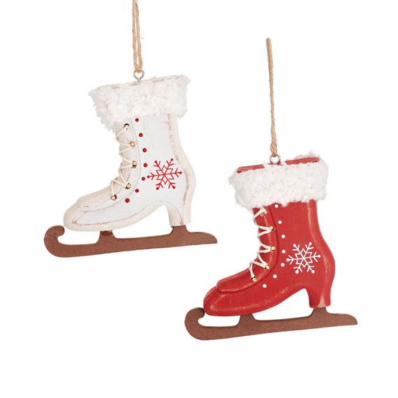 Wooden Ice Skates Hanging Decoration Assorted