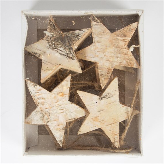Set of 8 Bark Star Hanging Decorations