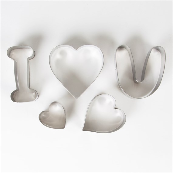 Set of 5 I Love You Cookie Cutters