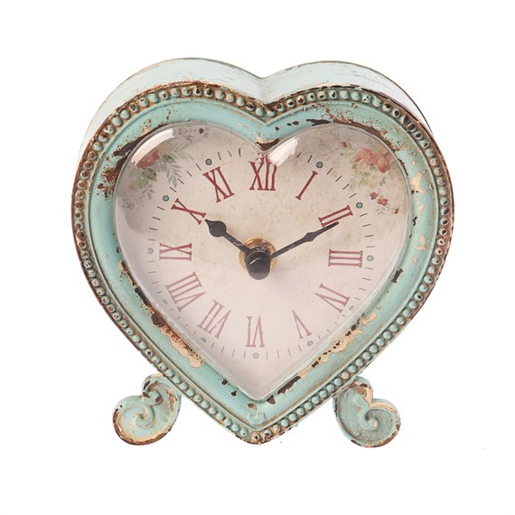 Boudoir Heart Clock Duck Egg