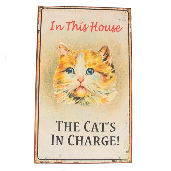 In This House the Cat's in Charge Retro Plaque
