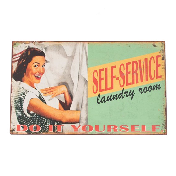 Self-Service 50's Imagery Retro Plaque