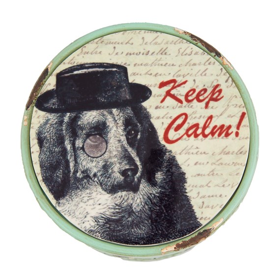 Keep Clam Retro Dog Round Box