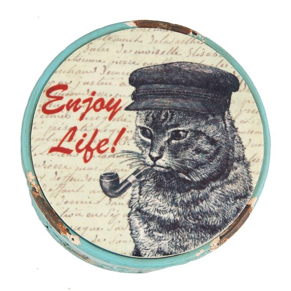 Enjoy Life Retro Cat Round Box