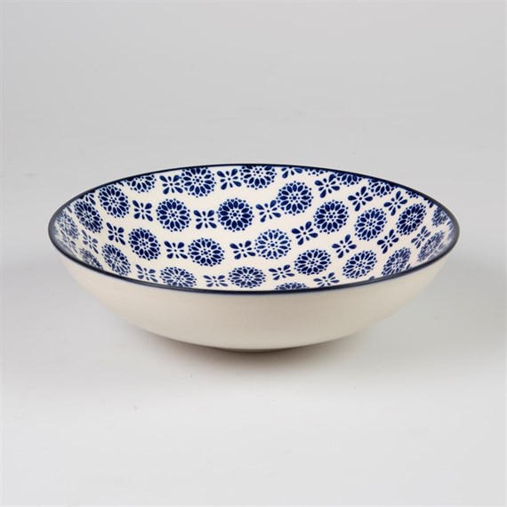 Anya Graphic Floral Bowl - Blue