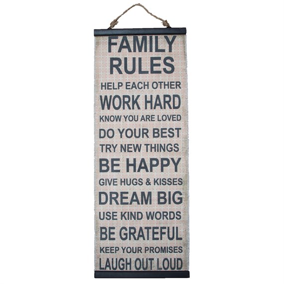 Family Rules Canvas Hanging Sign
