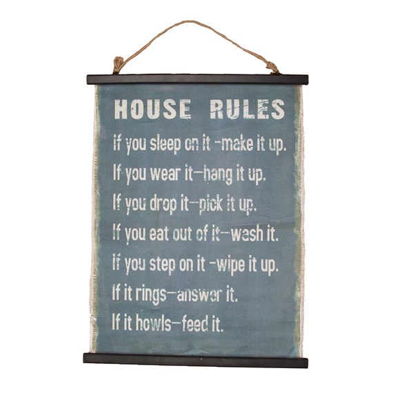 House Rules Canvas Hanging Sign