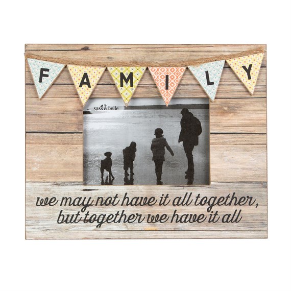 Family Rustic Bunting Photo Frame
